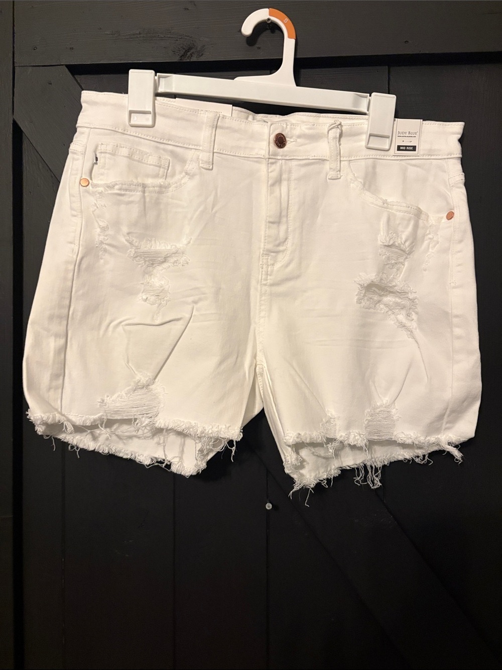 Judy Blue White Distressed Denim Shorts